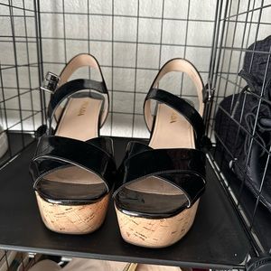 Authentic prada like new used black patent size 42 (11) womens wedge cork